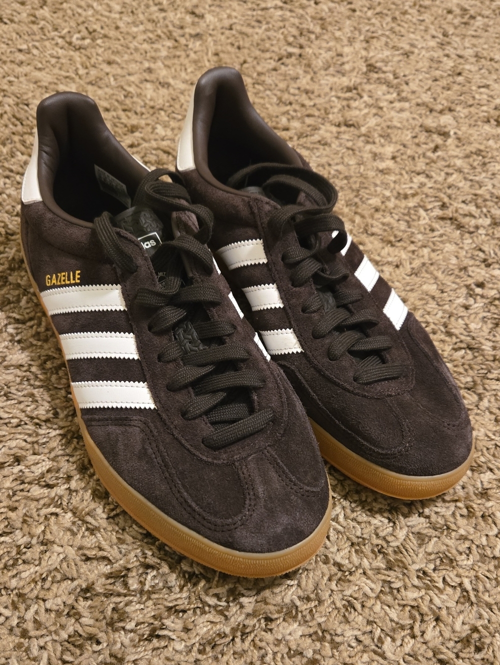 Adidas Gazelle Men's Black Suede Sneakers with White Stripes and Gum Sole